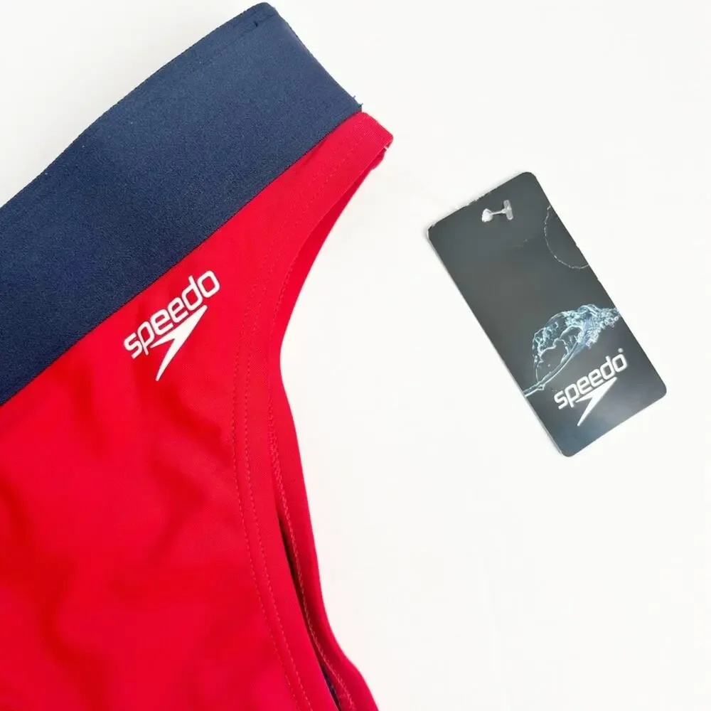 SPEEDO WOMEN GUARD CLASSIC RED BLUE SWIMMING BOTTOM SIZE XS BRAND NEW WITH TAGS